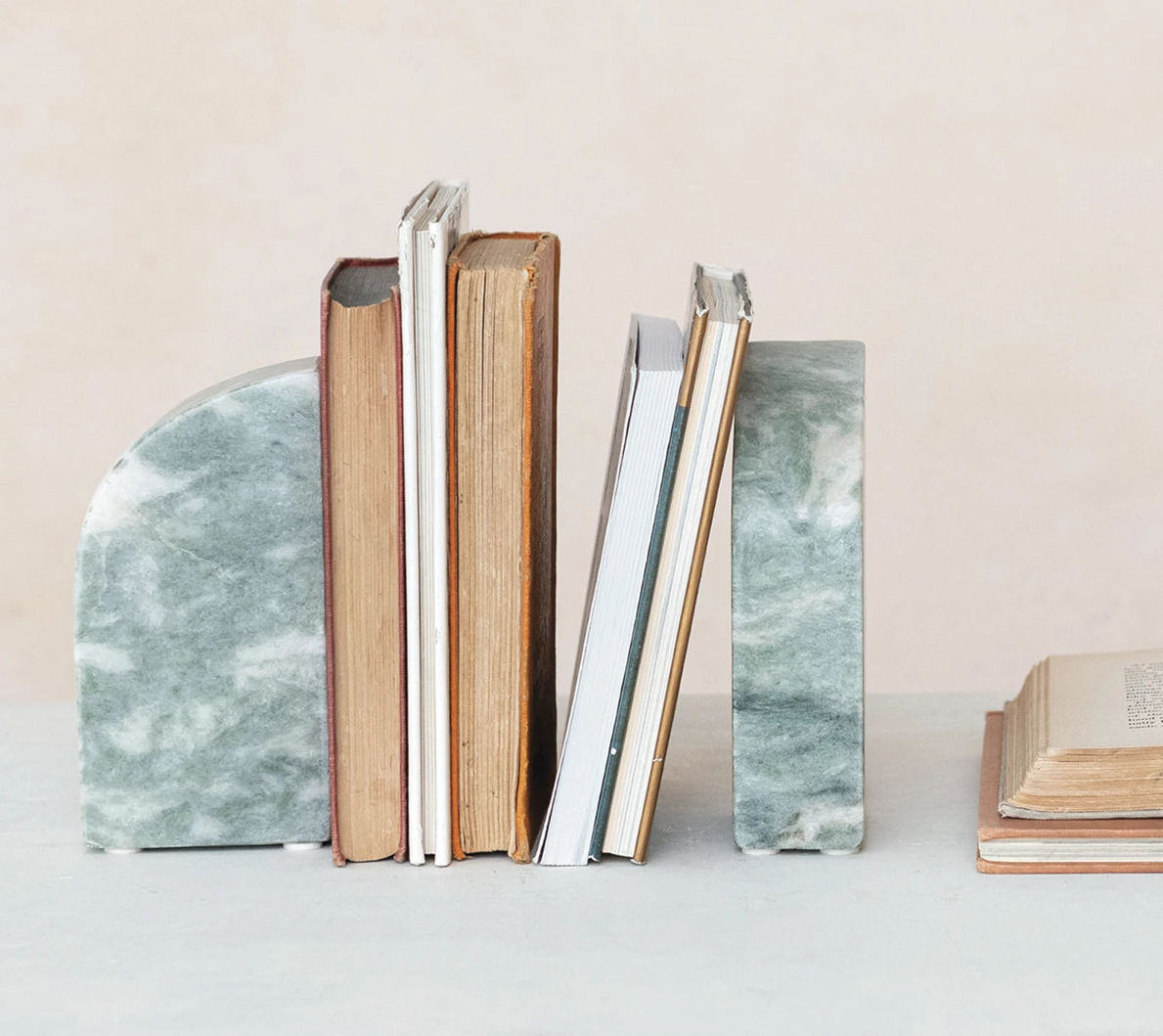 Bookends Marble Green Melange 6"h (Sold as Pair) by Homeportonline