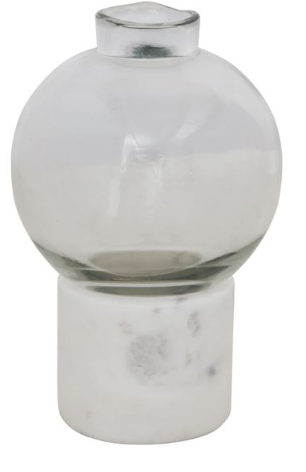 Vase Glass on Marble Stand 6" High by Homeportonline