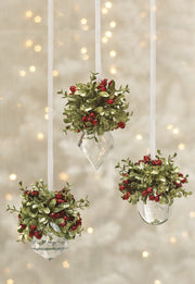 Mistletoe Red Berry Acrylic Gem Ornament -