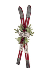 Ski Holiday Countdown Calendar with Festive Florals - Burgundy