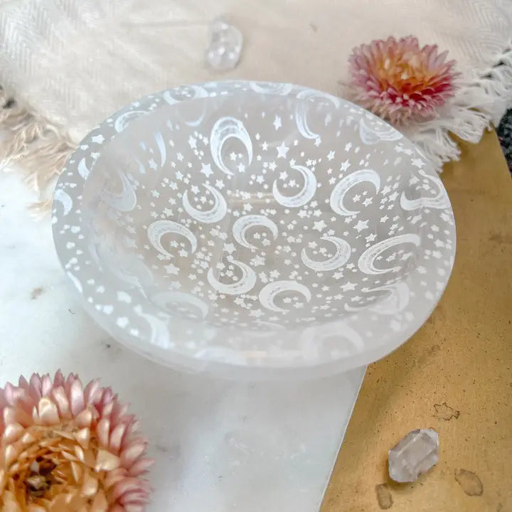 Celestial Selenite Crystal Jewelry Bowl Trinket Dish