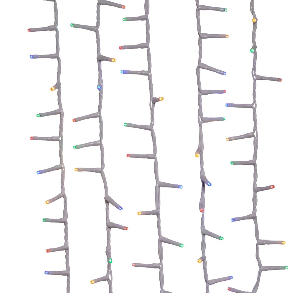 600-Light Multicolor LED White Wire Rice Light Garland