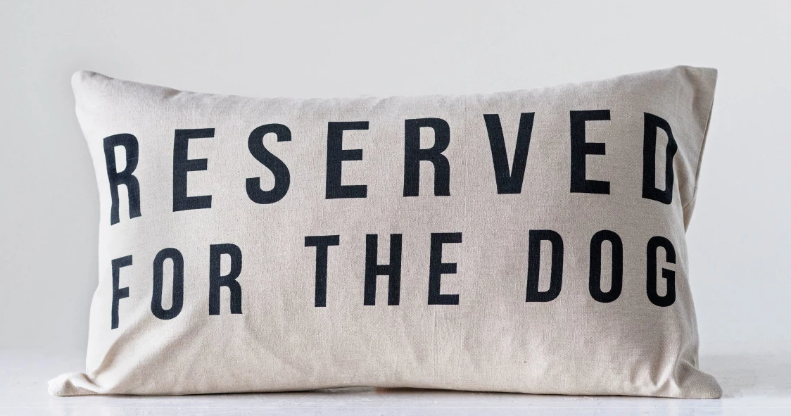 Pillow Lumbar Cotton Reserved for the Dog Natural & Black by Homeportonline