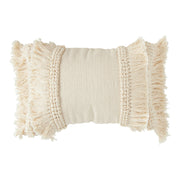 24" x 16" Cotton & Chenille Woven Lumbar Pillow w/ Fringe, Polyester Fill by Homeportonline