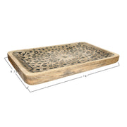 Hand-Carved Mango Wood Tray, Natural 16in L x 9-3/4in W by Homeportonline