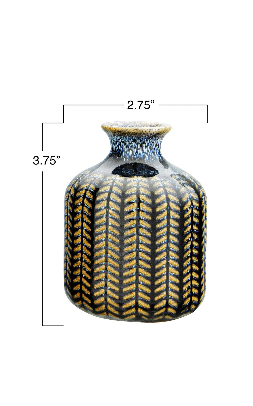 Vase Embossed Stoneware Reactive Glaze Blue Small by Homeportonline