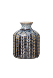 Vase Embossed Stoneware Reactive Glaze Blue Small by Homeportonline