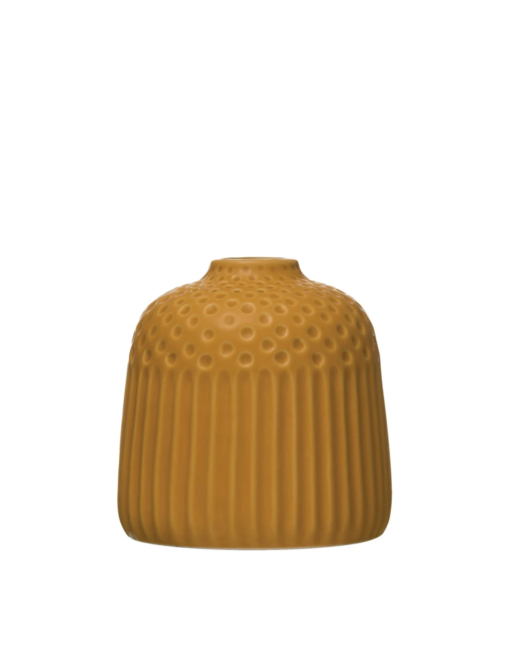 Vase Embossed Stoneware Matte Glaze 4.75" h Yellow by Homeportonline
