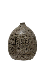Vase Terracotta Round Reactive Glaze Brown 3" Round x 4.75" High Small by Homeportonline