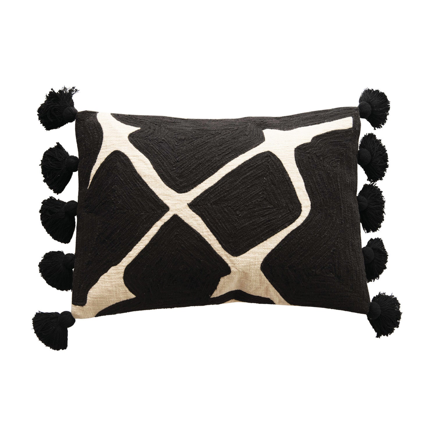Lumbar Pillow Embroidered Cotton 26" x 18" by Homeportonline