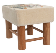 Foot Stool Ottoman Embroidered Floral Top by Homeportonline