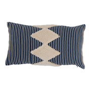 Lumbar Pillow Tufted with Embroidered Rope Stripes Cotton 20" x 12" by Homeportonline