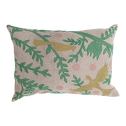 Lumbar Pillow Chambray with Bird Embroidery Cotton 20" x 14" by Homeportonline