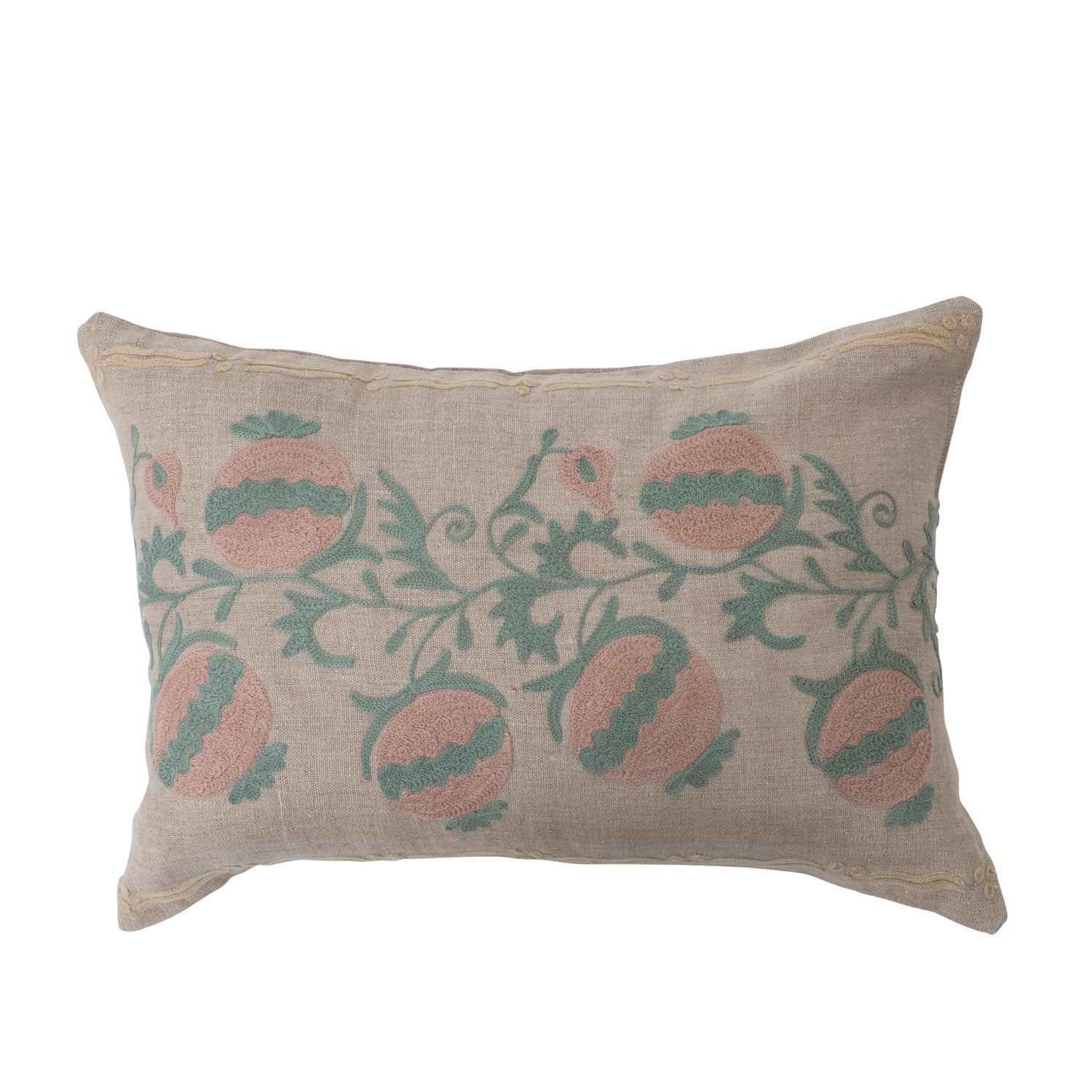 Lumbar Pillow Chambray with Embroidery Cotton 20" x 14" by Homeportonline