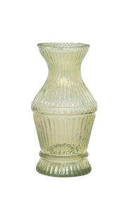 Vase Debossed Glass Green 5" High Medium by Homeportonline