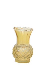 Vase Debossed Glass Yellow 3.25" High Extra Small by Homeportonline