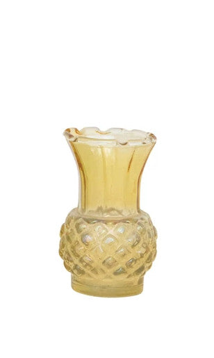Vase Debossed Glass Yellow 3.25" High Extra Small by Homeportonline