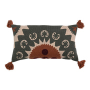 Lumbar Pillow Suzani Embroidery & Tassels Cotton with 28" x 16" by Homeportonline