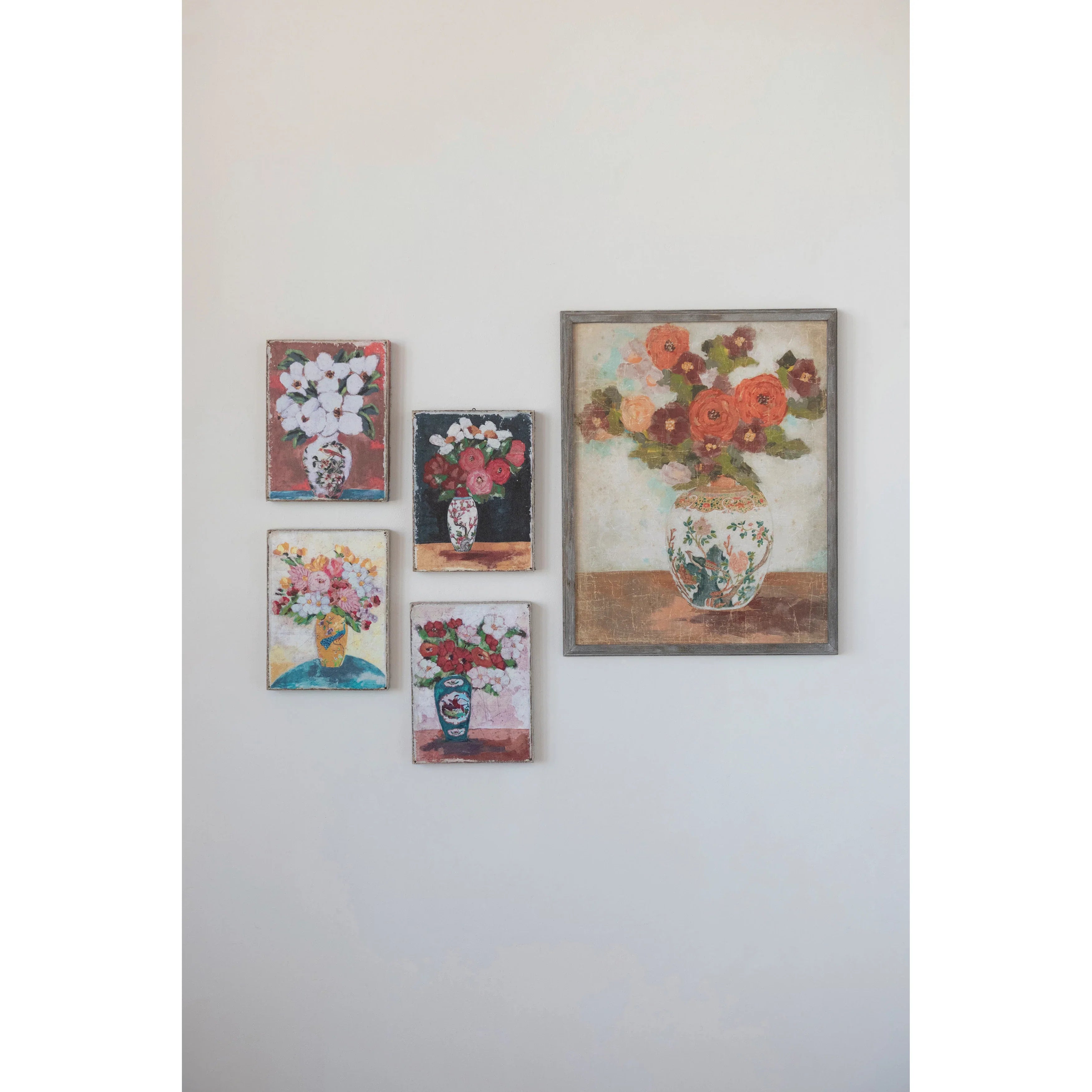 Wall Décor Canvas Flowers in Vase 4 Styles 12"h (Sold Separately) by Homeportonline