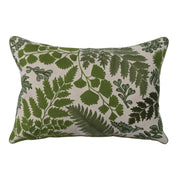 24"L x 16"H Cotton Embroidered Lumbar Pillow w/ Botanicals, Green & Natural by Homeportonline