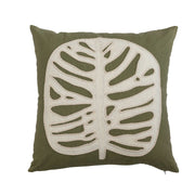 Throw Pillow Cotton Applique Leaf & Embroidery 20" by Homeportonline
