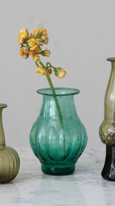 Vase Glass Hand Blown Aqua Medium by Homeportonline