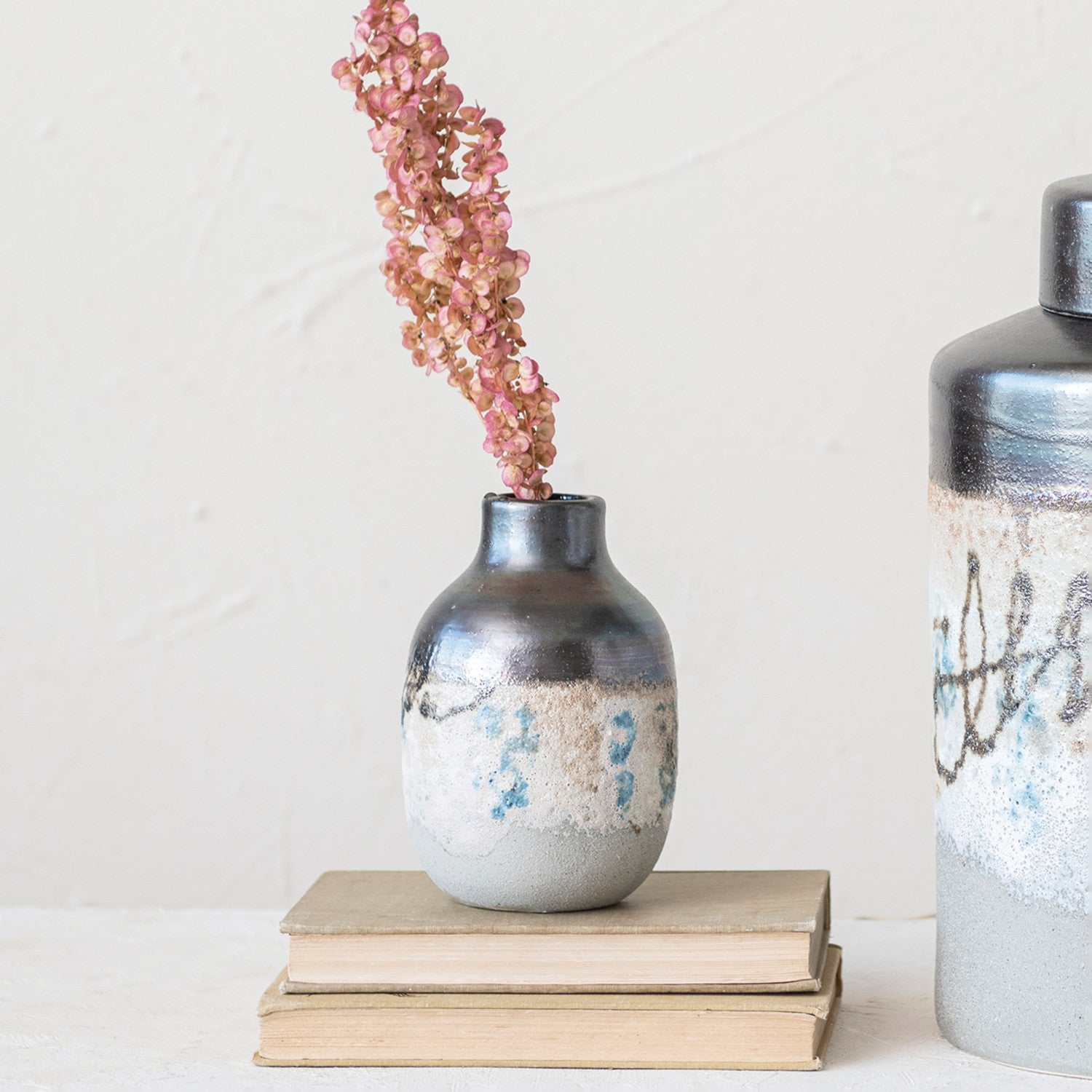 Vase Stoneware Reactive Glaze Multi Color by Homeportonline