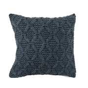 Pillow Cable Knit Pattern Woven Cotton Blue 18" Square by Homeportonline