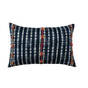 Cotton Slub Printed Lumbar Pillow w/ Embroidered Lines & Chambray Back, Polyester Fill by Homeportonline