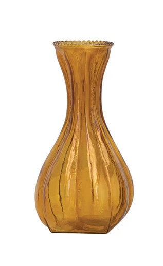 Vase Debossed Glass Orange 6.25" High Large by Homeportonline
