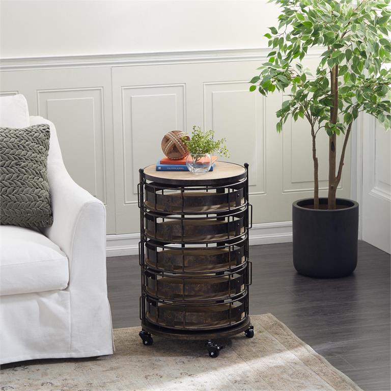 Brown metal Kitchen Rolling Cart - 6 Shelves by Homeportonline