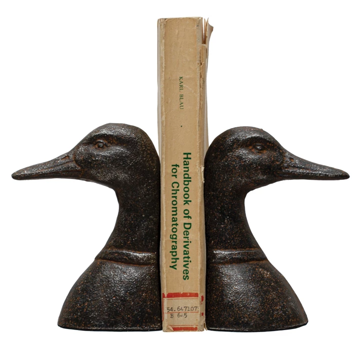 Bookends Cast Iron Duck Heads Brown (Sold as Pair) by Homeportonline