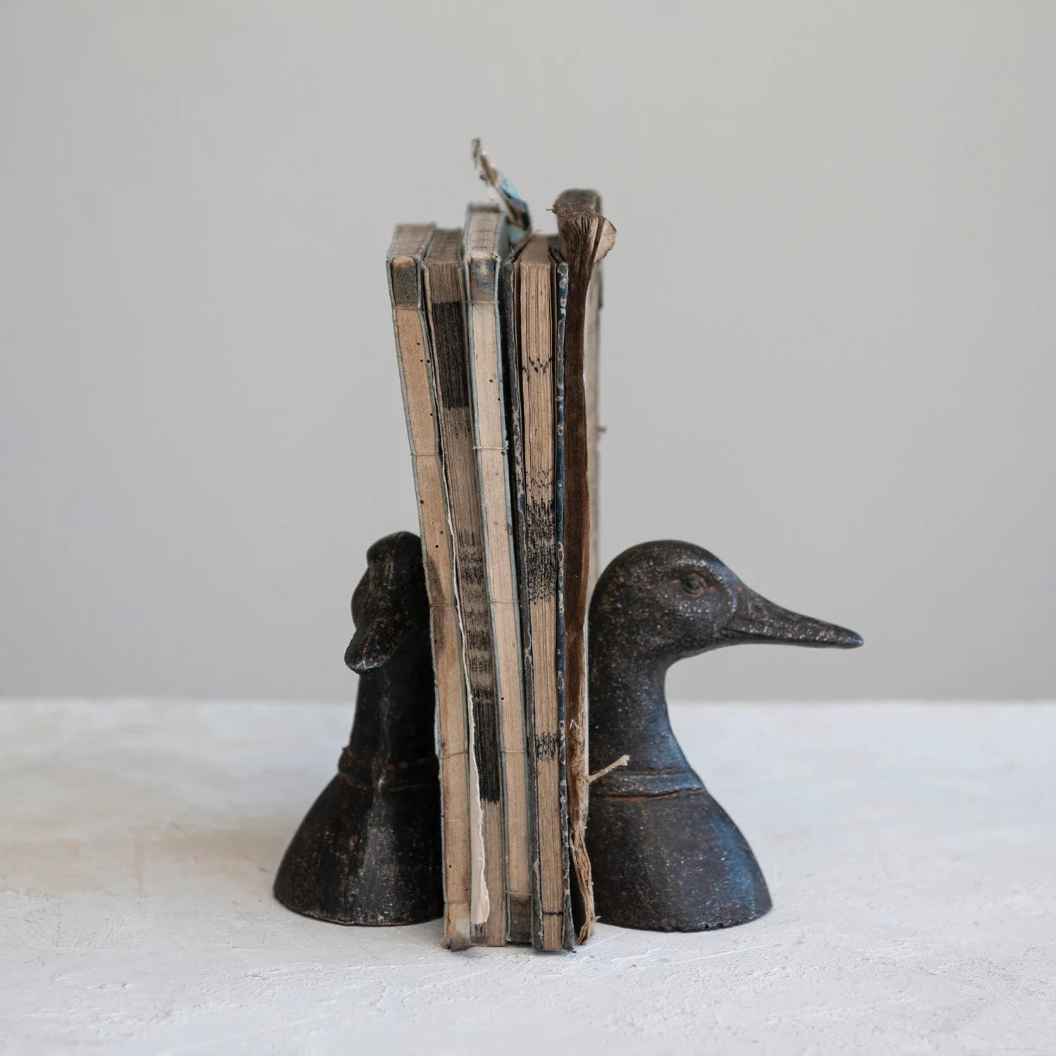 Bookends Cast Iron Duck Heads Brown (Sold as Pair) by Homeportonline