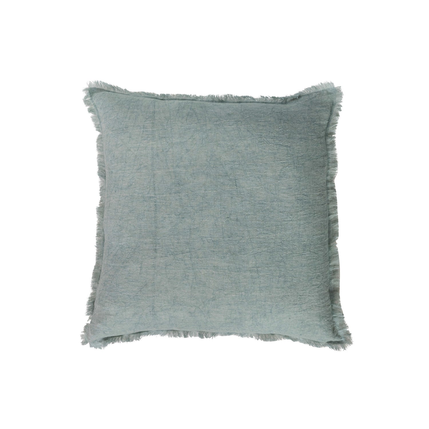 Pillow Stonewashed Linen w/ Eyelash Fringe Mint 20" Square by Homeportonline