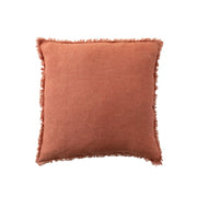 Pillow Stonewashed Linen With Fringe Rust 20" Square by Homeportonline