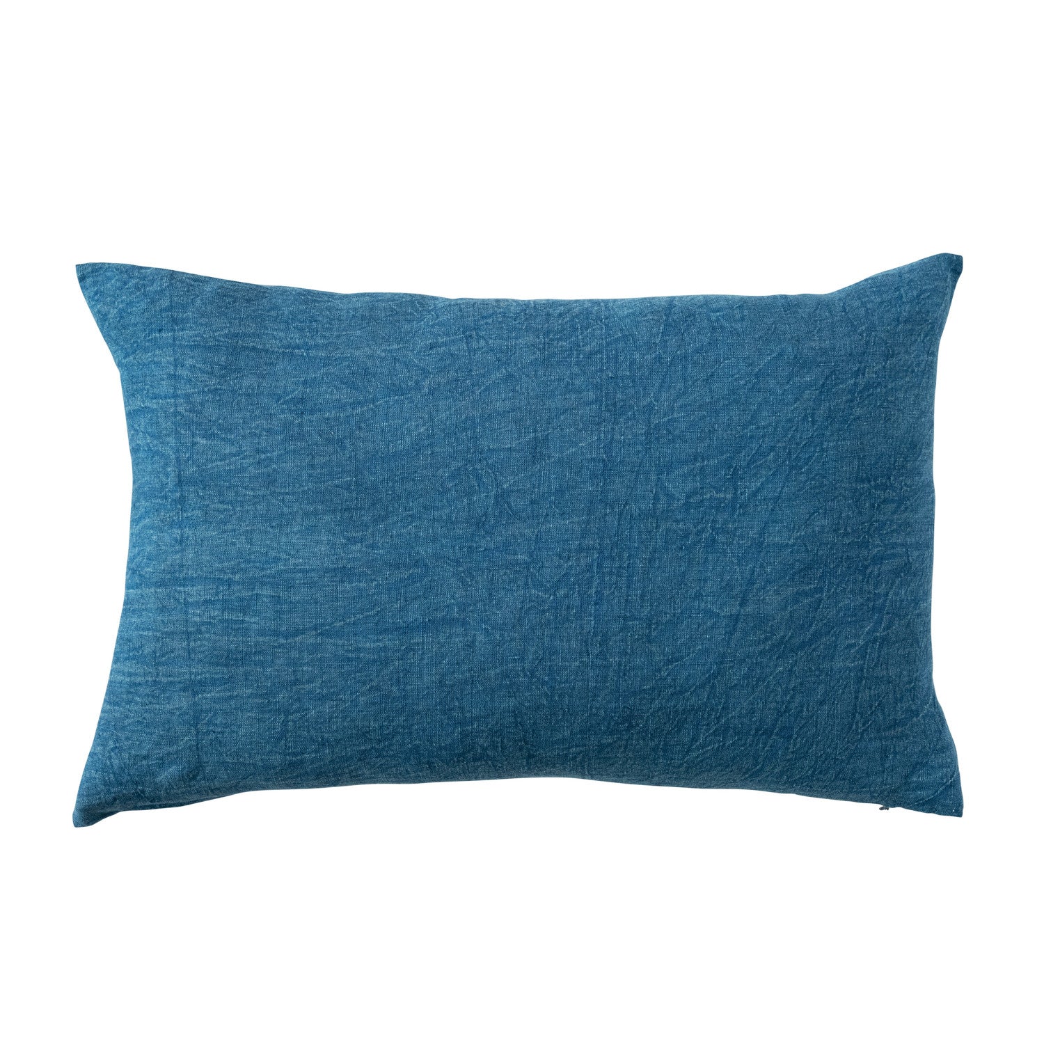 Pillow Lumbar Stonewashed Linen Navy 24"L x 16"H by Homeportonline