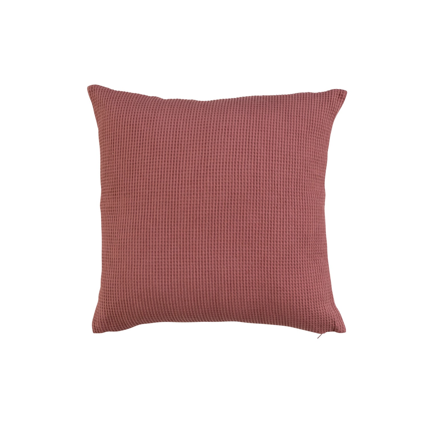 20" Square Woven Linen & Cotton Waffle Pillow Berry Color by Homeportonline