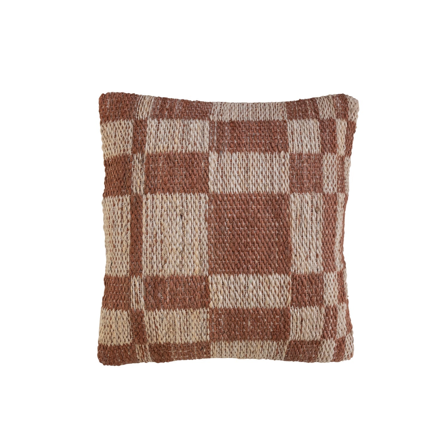 Throw Pillow Pattern & Natural Woven Jute & Cotton Square 20" by Homeportonline