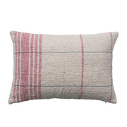 Lumbar Pillow Grid Pattern with Red Woven Cotton Slub 24"L x 16"H by Homeportonline