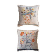 Pillow Printed Cotton Slub 18" Square 2 Styles by Homeportonline