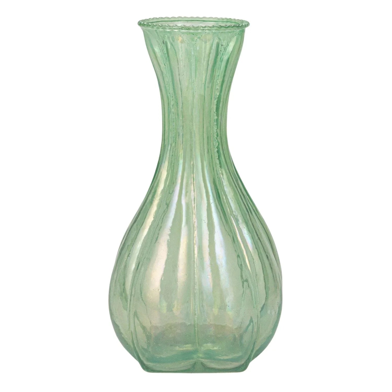 Vase Debossed Glass Lt Green 6.25" High Large by Homeportonline