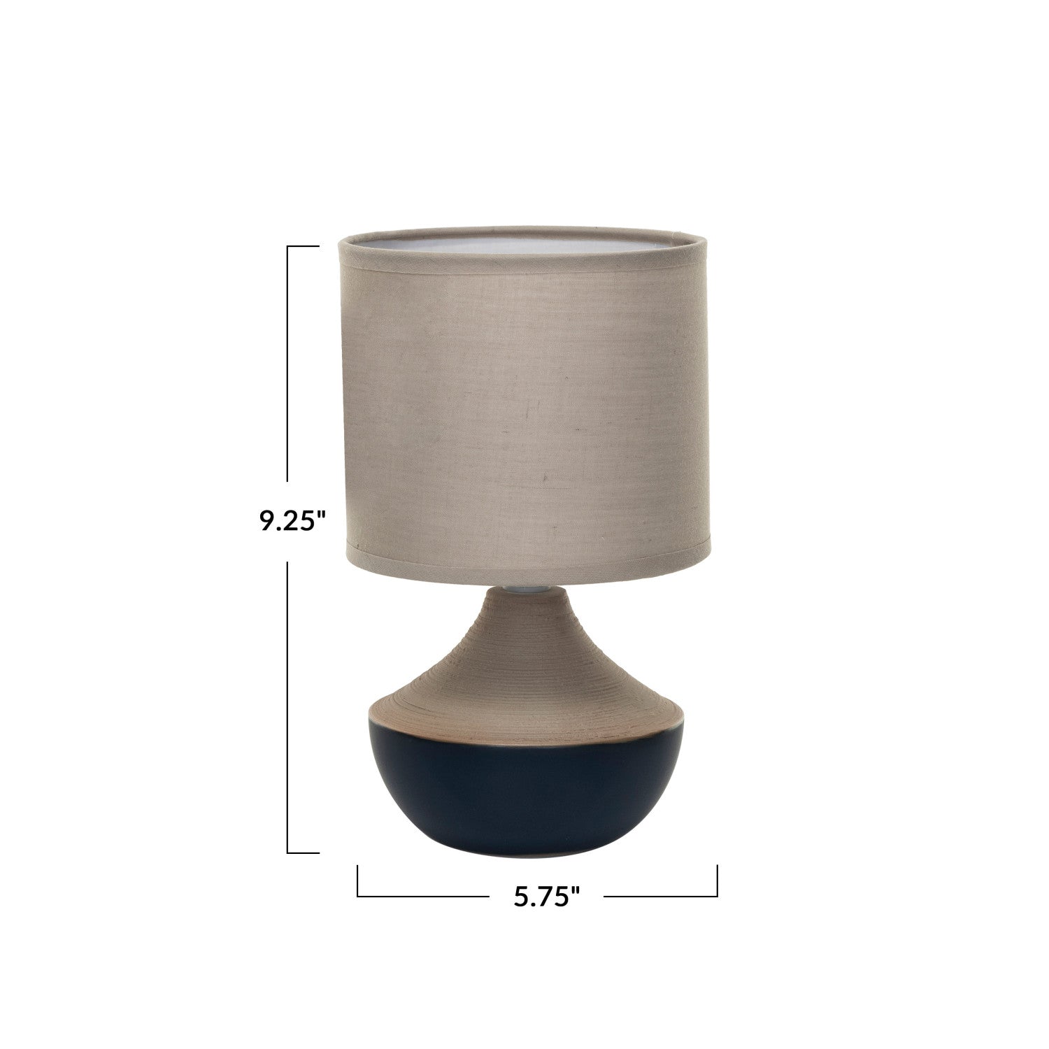 Lamp Tabletop Stoneware Linen Shade Navy & Natural by Homeportonline