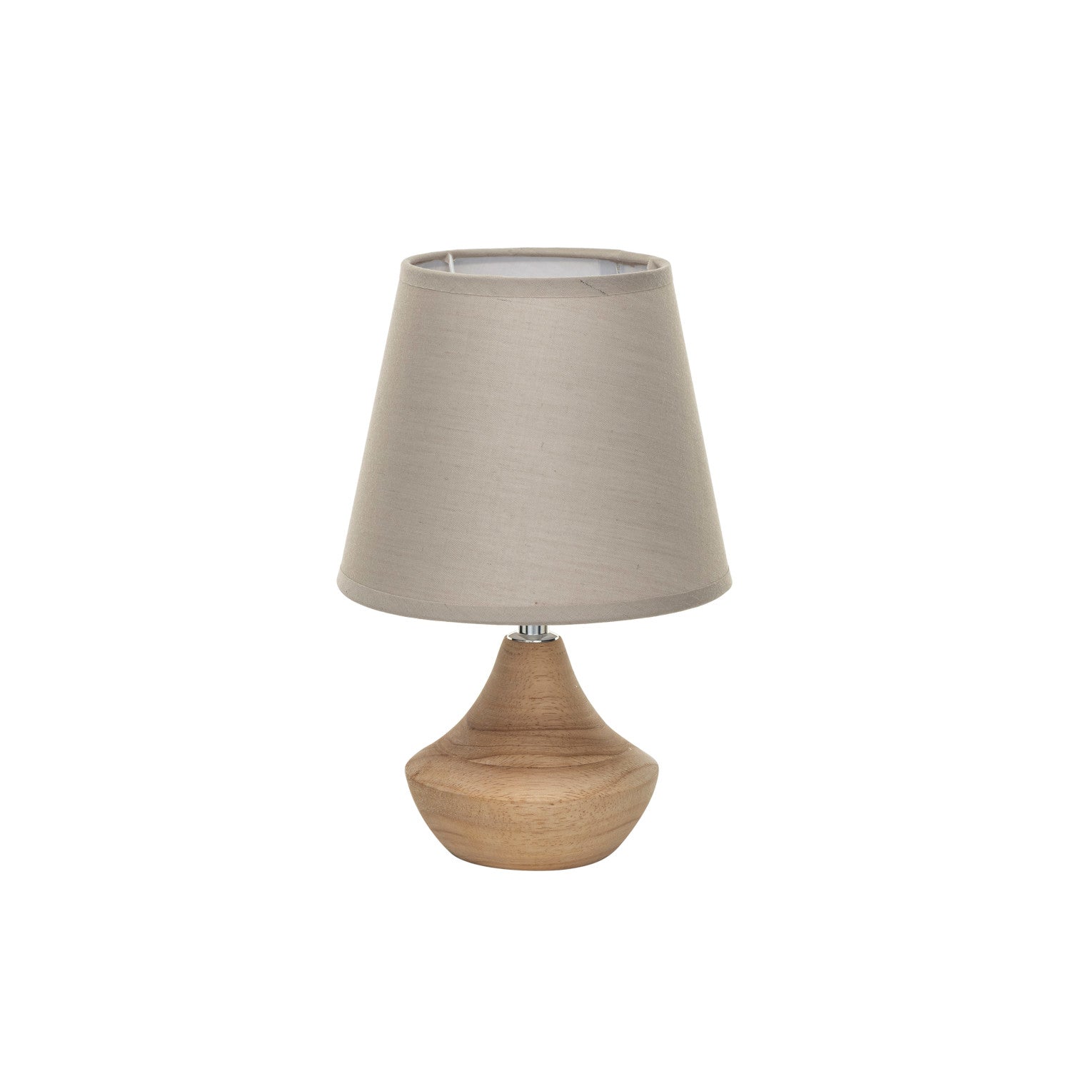 Lamp Tabletop Eucalyptus Wood with Linen Shade by Homeportonline