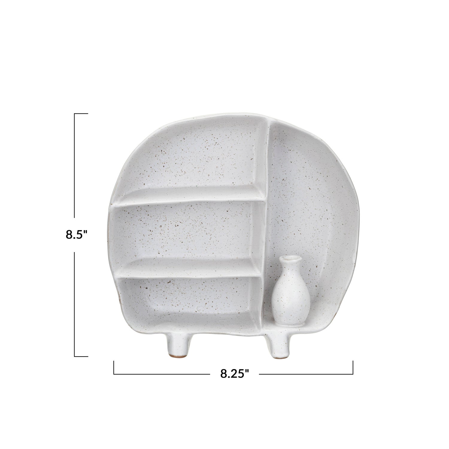 Stoneware Footed Shelf with 4 Compartments & Attached Vase by Homeportonline