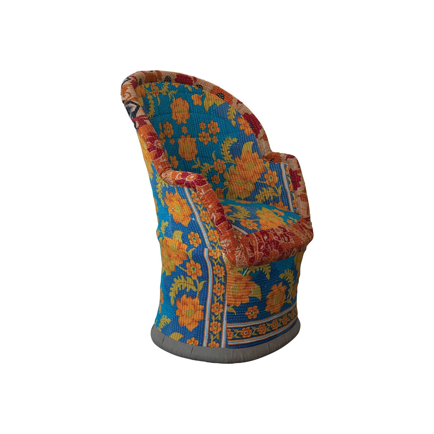 Kantha Stitch Upholstered Cane Chair (Each Pattern Will Vary) by Homeportonline