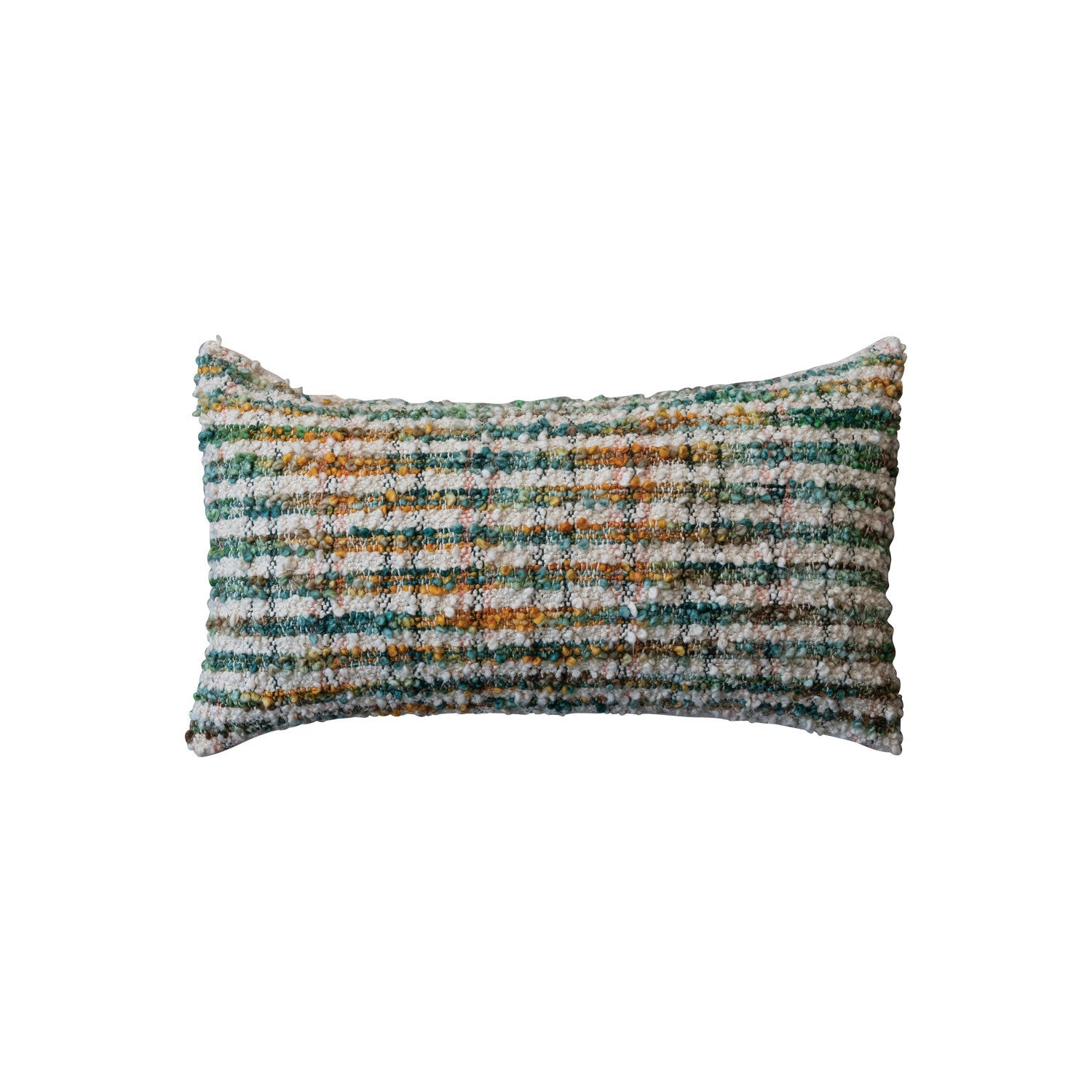 Lumbar Pillow Bouclé with Stripes Woven Cotton Blend 24"L x 12"H by Homeportonline