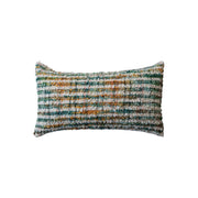 Lumbar Pillow Bouclé with Stripes Woven Cotton Blend 24"L x 12"H by Homeportonline