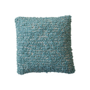 Throw Pillow Bouclé Woven Cotton Blend Blue Square 20" by Homeportonline