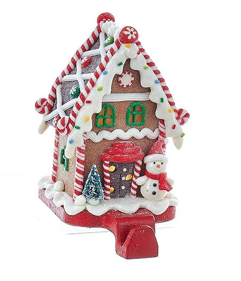 Battery-Operated Gingerbread Candy House Lighted Stocking Hangers -