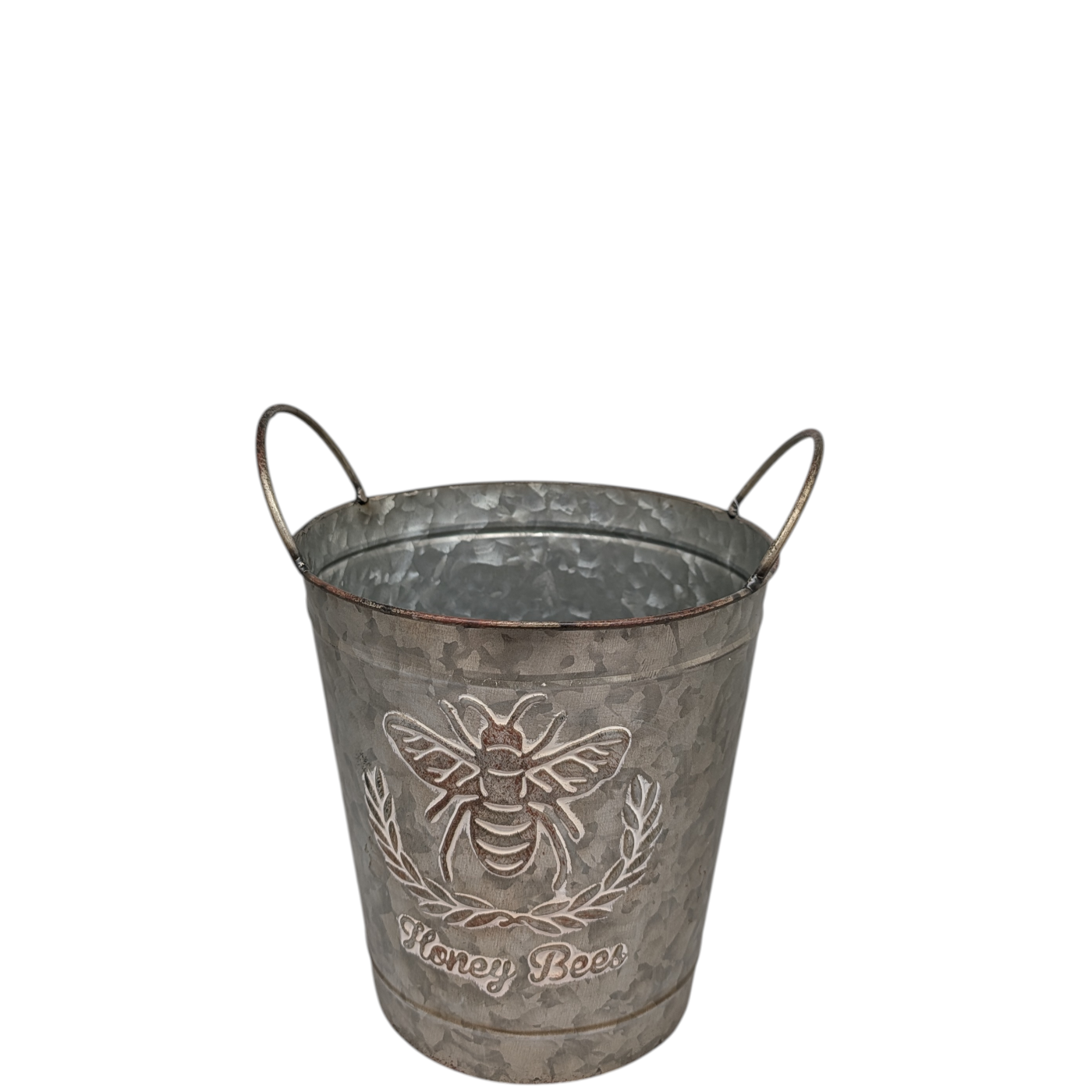 Honey Bee Embossed Galvanized Bucket -